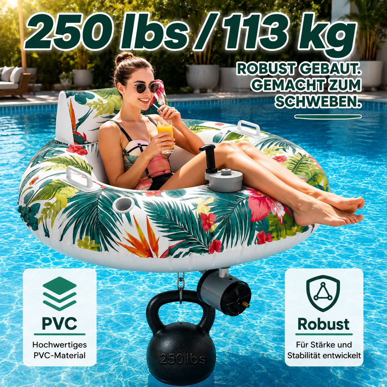AQUADRIVE 2.0 Blumen Motorisierte Poolliege